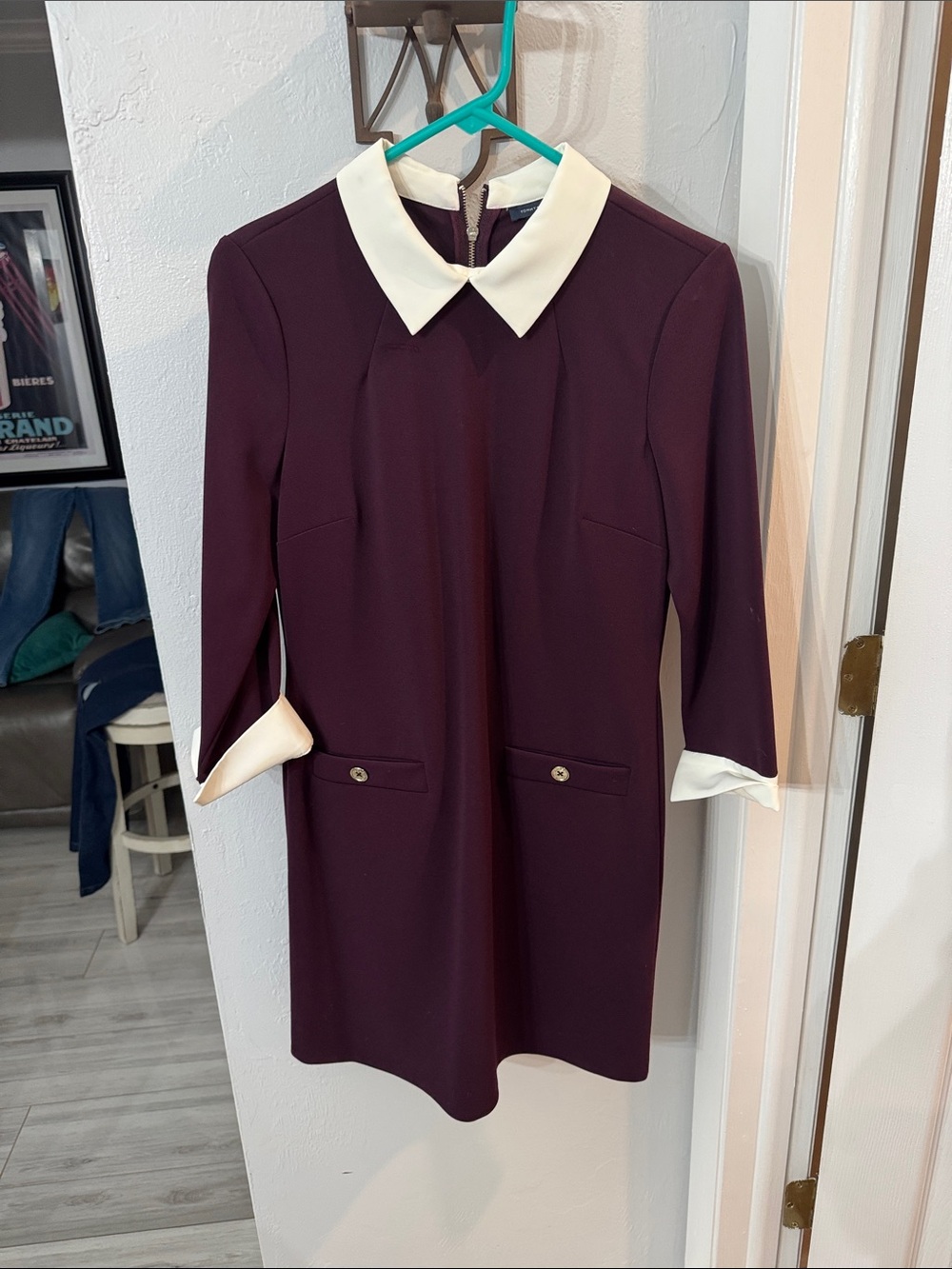 Tommy Hilfiger Deep Plum Mini Dress with White Collar